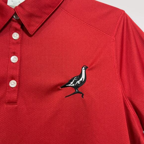 Nike Golf Polo Shirt Women's Medium Red‎ Golf Famous Grouse Dri Fit Short Sleeve - Picture 3 of 10